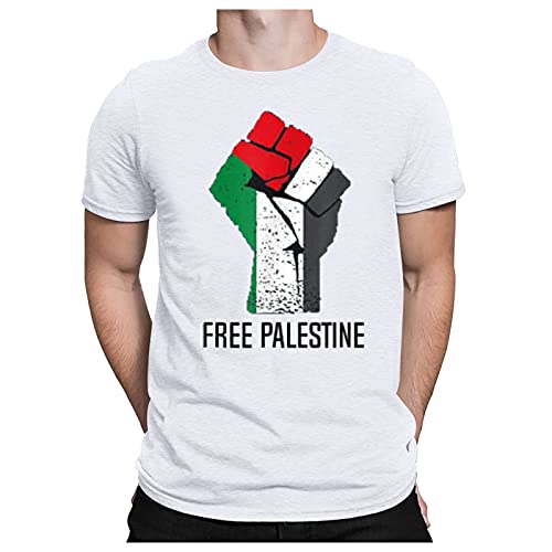 Free Palestine T-Shirt Herren Rundhals Slim Fit Basic T-Shirt Männer Kurzarmshirt O-Neck Kurzarm Top Freies Palästina Sommer Oberteile Herren von DolceTiger