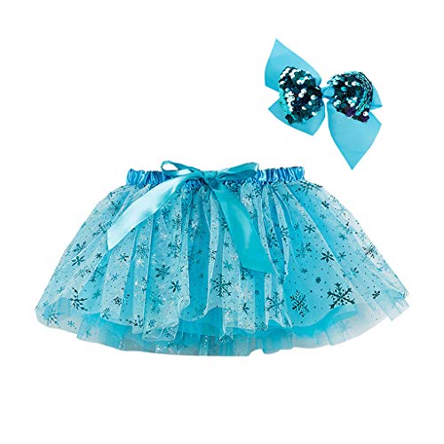 Kinder Regenbogen Tüllrock mit Stirnband Mädchen Tutu-Rock Ballettrock für Geburtstag Verkleidung Party Festzug Prinzessin Ankleiden Karneval Cosplay Abendkleid (A-Blue, 2-4 Years) von DolceTiger