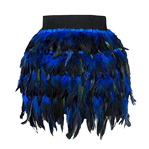 Kostüm Damen Federrock Bühnenkostüme Ballkleid Karneval Kostüm Damen Rock Minirock für Cosplay-Party Karneval Leistung (Blue, L) von DolceTiger