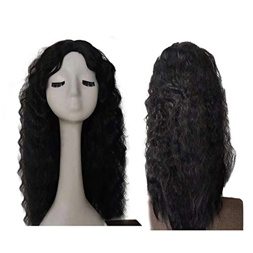 Lockige Perücken Schwarze Faser synthetische Perücke Frauen Lange lockige Perücken geeignet für Freunde Party Urlaub Haarperücken (Black, One Size) von DolceTiger