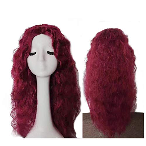 Lockige Perücken Schwarze Faser synthetische Perücke Frauen Lange lockige Perücken geeignet für Freunde Party Urlaub Haarperücken (Red, One Size) von DolceTiger