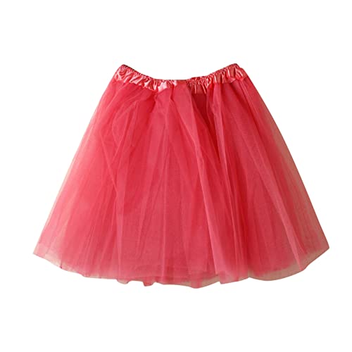 Mädchen Tutu Rock Bunt Tulle Ballett Kostüm Multicolor Tutu Kleinkind Mädchen Kinder Outfits Rockrock Kinderkleid & Rock Tüllrock Kinder (Z1-Watermelon Red, 2-8 Years) von DolceTiger