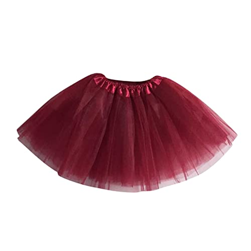 Mädchen Tutu Rock Bunt Tulle Ballett Kostüm Multicolor Tutu Kleinkind Mädchen Kinder Outfits Rockrock Kinderkleid & Rock Tüllrock Kinder (Z1-Wine, 2-8 Years) von DolceTiger