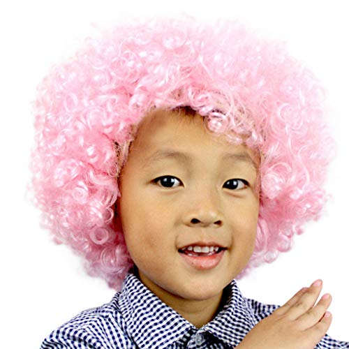 Perrücke Kinder Cosplay Clown-Perücke Fan-Kids Clown Football Afro Masquerade Disco Afro Hair Party Hair Perücke Herren Damen (B, One Size) von DolceTiger