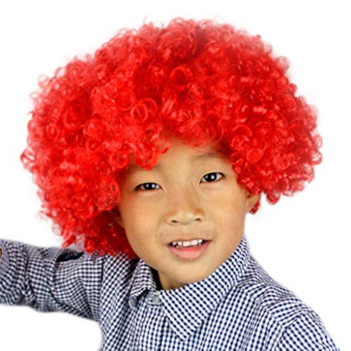 Perrücke Kinder Cosplay Clown-Perücke Fan-Kids Clown Football Afro Masquerade Disco Afro Hair Party Hair Perücke Herren Damen (D, One Size) von DolceTiger