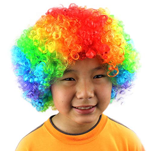 Perrücke Kinder Cosplay Clown-Perücke Fan-Kids Clown Football Afro Masquerade Disco Afro Hair Party Hair Perücke Herren Damen (F, One Size) von DolceTiger