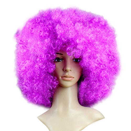 Perücke Damen Herren Party Disco Lustige Afro-Clown-Haar-Fußballfan-Erwachsene Afro-Maskerade-Haar-Perücke Perückenkopf Cosplay Perücke (D, One Size) von DolceTiger