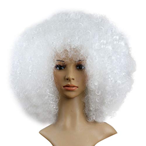 Perücke Damen Herren Party Disco Lustige Afro-Clown-Haar-Fußballfan-Erwachsene Afro-Maskerade-Haar-Perücke Perückenkopf Cosplay Perücke (E, One Size) von DolceTiger