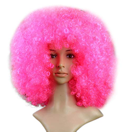 Perücke Damen Herren Party Disco Lustige Afro-Clown-Haar-Fußballfan-Erwachsene Afro-Maskerade-Haar-Perücke Perückenkopf Cosplay Perücke (I, One Size) von DolceTiger