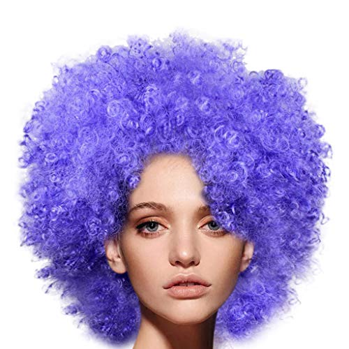 Perücke Damen Herren Party Disco Lustige Afro-Clown-Haar-Fußballfan-Erwachsene Afro-Maskerade-Haar-Perücke Perückenkopf Cosplay Perücke (M, One Size) von DolceTiger