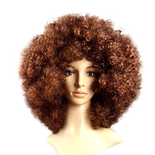 Perücke Damen Herren Party Disco Lustige Afro-Clown-Haar-Fußballfan-Erwachsene Afro-Maskerade-Haar-Perücke Perückenkopf Cosplay Perücke (N, One Size) von DolceTiger