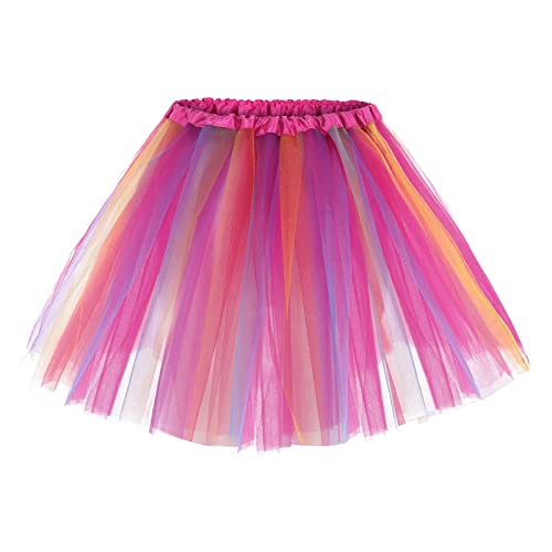 Tulle Skirt Damen Mädchen Kurz Tutu Rock Tüllrock Petticoat Unterrock Süßigkeitsfarbe Rock Minirock Rockabilly Röcke Tanzen Ballettrock Bunter Kleiner Kurzer Rock Damen Karneval Kostüm von DolceTiger