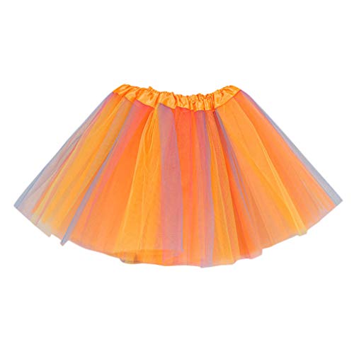 Tutu Mädchen Kinder Kleinkind Baby Mädchen Frühling Sommer Bunte Prinzessin Röcke Kleidung Tüllrock Bunt Geschichtete Spitzenröcke Schwarze Tutu-Röcke (A-Orange, 2-7 Years) von DolceTiger