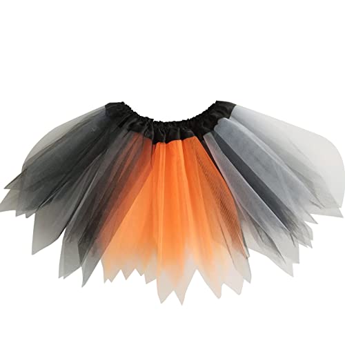 Tutu Mädchen Kinder Kleinkind Baby Mädchen Frühling Sommer Bunte Prinzessin Röcke Kleidung Tüllrock Bunt Geschichtete Spitzenröcke Schwarze Tutu-Röcke (Orange, 2-7 Years) von DolceTiger