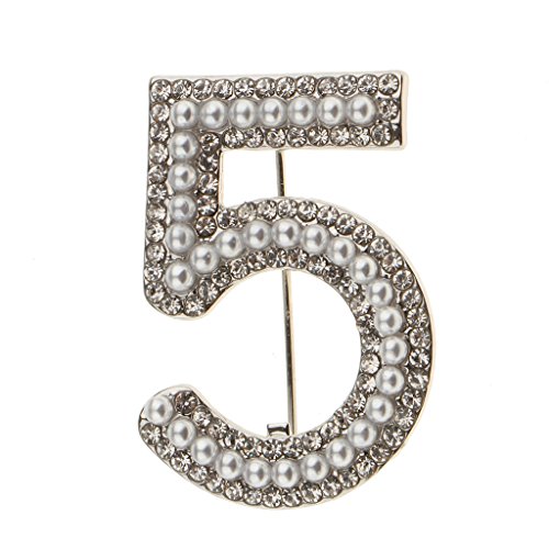 Dolity Damen Nummer 5 Form Brosche -Kristall Strass Pin Anstecknadel Broschennadel - Silber von D DOLITY