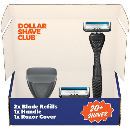 Dollar Shave Club The Guest Pass Rasierset | 2 extra enge Nachfüllpatronen, 1 Griff (schwarz), 1 Rasiererabdeckung von Dollar Shave Club