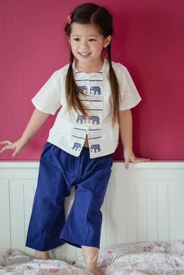 Jungen & Mädchen Kleidung Thai Traditionelles Kleid Kinder Schulkleidung Party Kostüm Bunte Elefant Asiatisch Tanz Festival Merit von DollarDolls