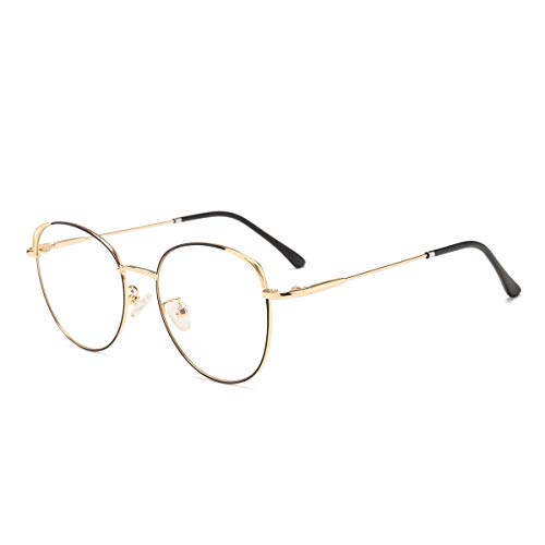 Blaulichtfilter Brille Anti Blaulicht Brille Computerbrille Katzenauge ohne sehstärke Metallgestell Brille Pc Gaming Bluelight Filter Uv Blockieren Blaue Licht Glasses Damen Schwarz und Gold Rahmen von Dollger