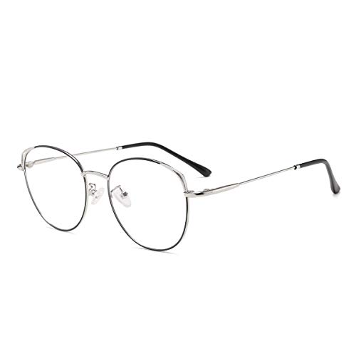Blaulichtfilter Brille Anti Blaulicht Brille Computerbrille Katzenauge ohne sehstärke Metallgestell Brille Pc Gaming Bluelight Filter Uv Blockieren Blaue Licht Glasses Damen Schwarz und Silber Rahmen von Dollger