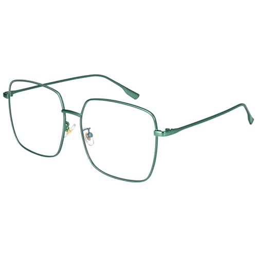Dollger Blaulichtfilter Brille für Damen Herren Blaue Licht Blockieren Brille Square Metall Großer Rahmen Brille Anti Blaulicht PC TV Gaming Grün Dollger Blaulichtfilter Brille für Damen Herren Blaue Licht Blockieren Brille Square Metall Großer Rahmen Brille Anti Blaulicht PC TV Gaming Grün von Dollger