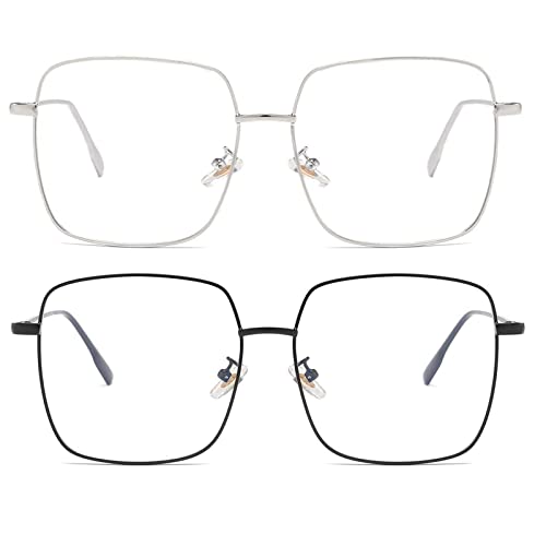 Dollger Blaulichtfilter Brille, Blue Light Blocking Glasses Women Ohne Sehstärke Brille Blaulichtfilter Groß, für PC, TV, Gaming & Handy Metallrahmen von Dollger