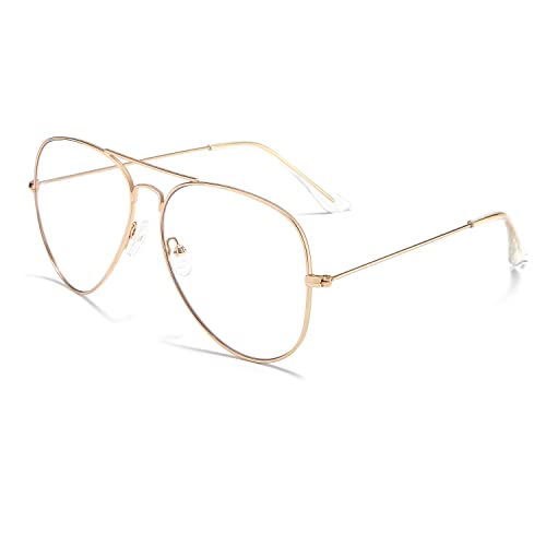 Dollger Durchsichtig Lens Brille Metallrahmen Blaues Licht Blockieren clear Brille für Frauen Männer Nicht verschreibungspflichtig von Dollger