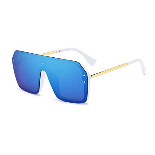 Dollger Oversized Sonnenbrille für Damen Classic Flat Top Sonnenbrille Herren Retro Übergroße Sonnenbrille UV400 Schutz Blau von Dollger