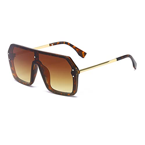 Dollger Oversized Sonnenbrille für Damen Classic Flat Top Sonnenbrille Herren Retro Übergroße Sonnenbrille UV400 Schutz Leopard von Dollger