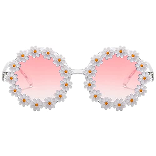 Dollger Retro-Blumenbrille für Damen und Mädchen, runde Gänseblümchen-Sonnenbrille, modische Brille für Party, Disco, Festival (Daisy) von Dollger