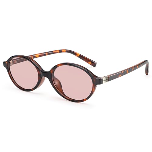 Dollger Polarisierte Sonnenbrille Herren Damen Frauen Männer Trendy Klassische Mode Retro Oval Sonnenbrille UV400 Schutz Leopard von Dollger