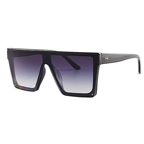 Dollger Retro Eckig Sonnenbrille Damen Herren Groß Mode Flat Top Big Rahmen Shades Grau von Dollger