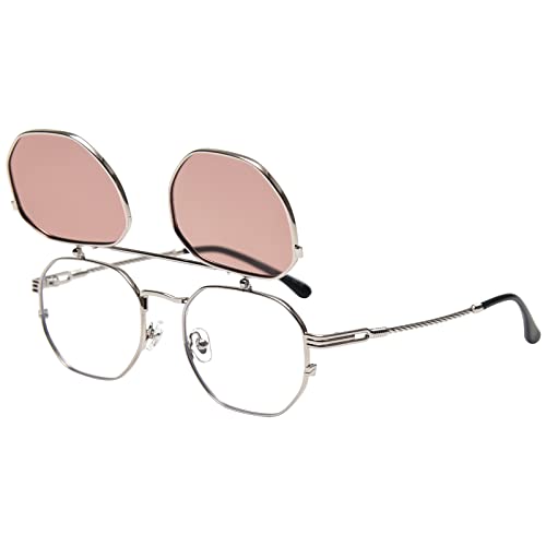 Dollger Retro Sonnenbrille für Damen Herren Steampunk Sonnenbrille Flip Up Sonnenbrille Metallrahmen Sonnenbrille UV-Schutz von Dollger