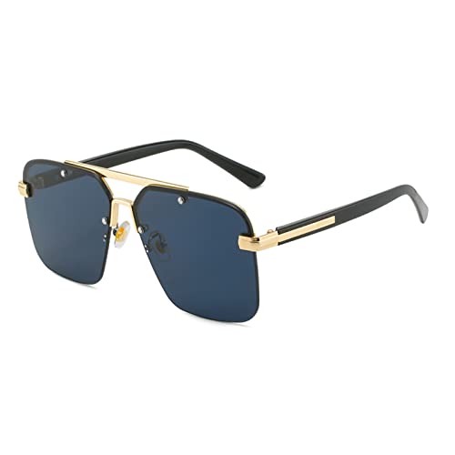 Dollger Sonnenbrille Herren Retro Sportbrille: Damen Schwarze UV 400 Brille Große Flat-Top Klassisch Quadratisch für Fahren Angeln Reisen von Dollger