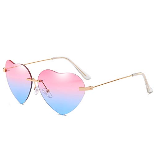 Dollger Polarisierte Sonnenbrille für Damen, Vintage, Herzen, Sonnenbrille, Farbschutz, UV400, Reisen, Autofahren, Strand, Outdoor, Designer Stil Damen (Rosa oben und blau unten) von Dollger