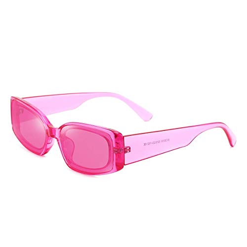 Dollger Vintage Rechteckig Sonnenbrille für Damen und Herren UV Schutz Mode Quadratisch Rahmen Sonnenbrille Transparent Rosa von Dollger