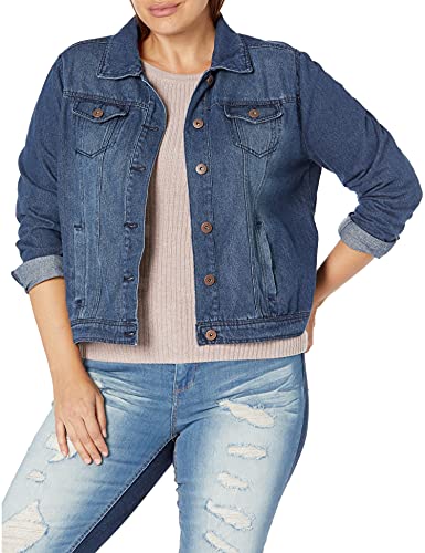 dollhouse Damen Dark Plus Jeansjacke, Dunkle Denim-Waschung, 1X von Dollhouse