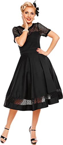 Dolly and Dotty Damen Kleid Tessa Häkelspitze Swing Dress (L, Schwarz) von Dolly and Dotty