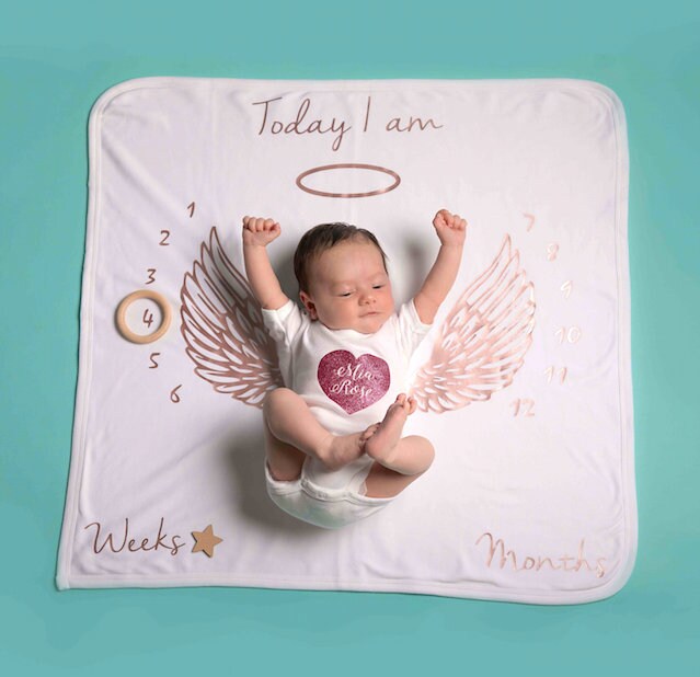 Meilenstein Geschenk-Meilenstein Matt-Baby Wachstum Alter Decke-Personalisierte Decke-Alter Und Decke von DollyOliveShop