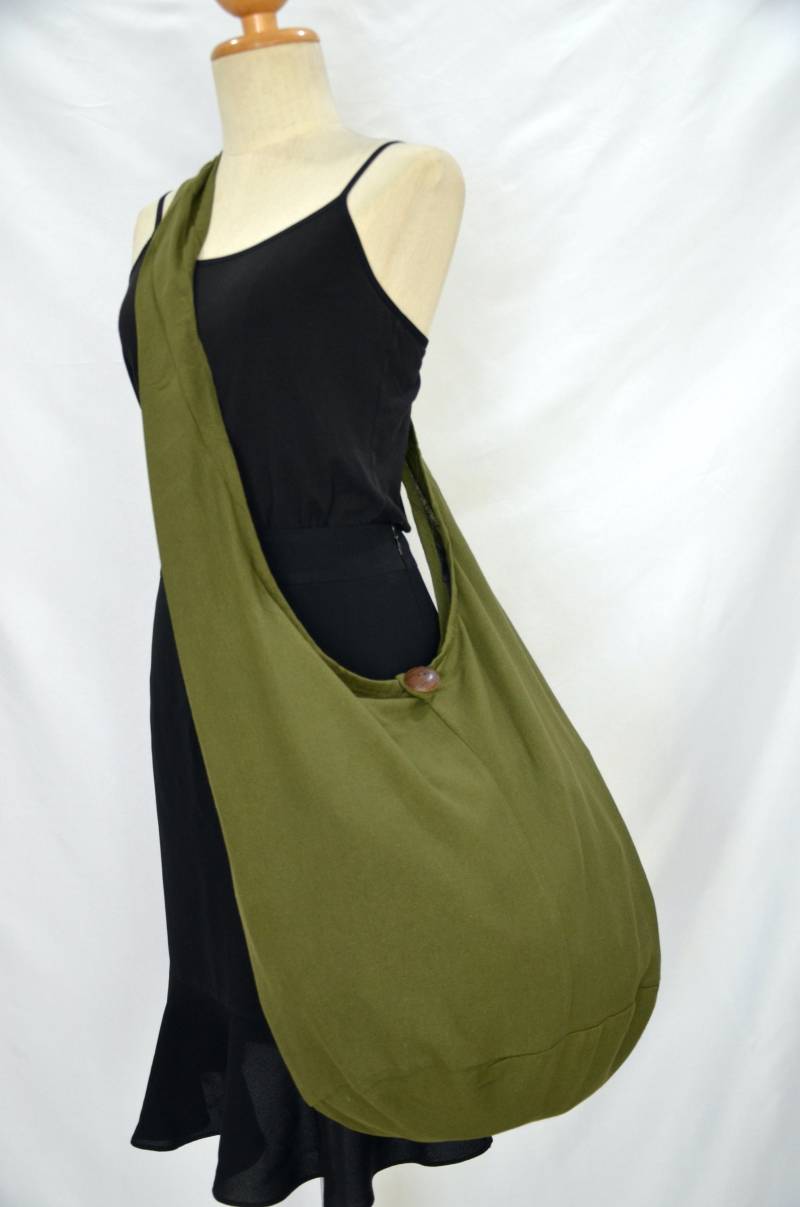 Reseda Grün Baumwolle Umhängetasche Hippie Tasche Hobo Sling Bag Crossbody Wickeltasche Messenger Overnight Handtaschen Henkeltasche von Dollypun