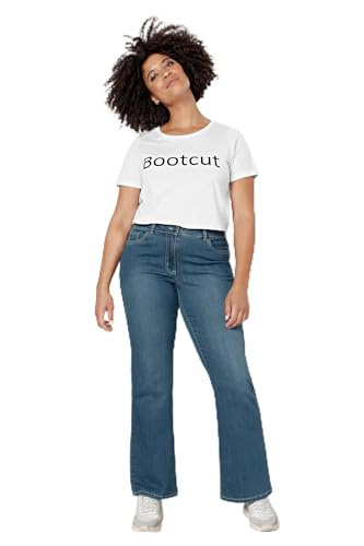 Dollywood Damen große Größen Übergrößen Plus Size Bootcut-Jeans, Stretchkomfort, 5-Pocket, mit Schlag hellblau 42 200091171-42 von Dollywood