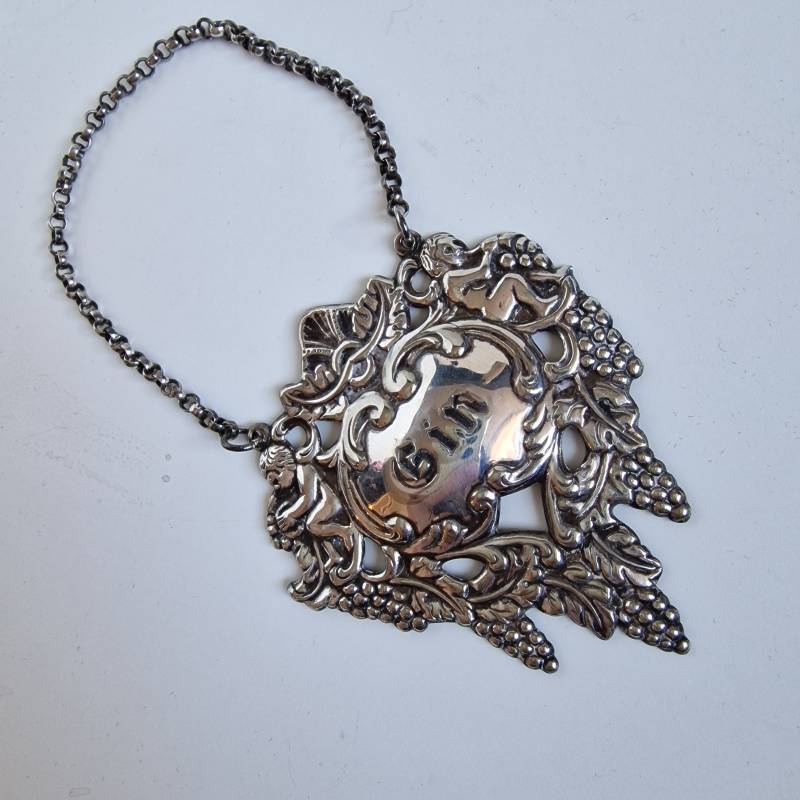 Gin Oude Zilveren Trank Karaf Marke Gin Flessen Bügel Getränkeetikett Dekanter Exclusief Antiek Getested Silber Engel Schottland Landhaus von DolmenAntiqueTiles