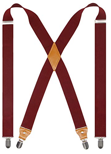 Doloise Verstellbare elastische Hosenträger für Damen und Herren mit starken Metall-Clips - Rot - Einheitsgröße von Doloise