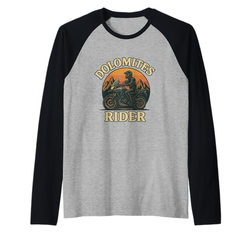 Dolomites Rider – Motorradfahrer Alpen Design Männer Crew Raglan von Dolomiten Chaos Rider Crew Motorrad