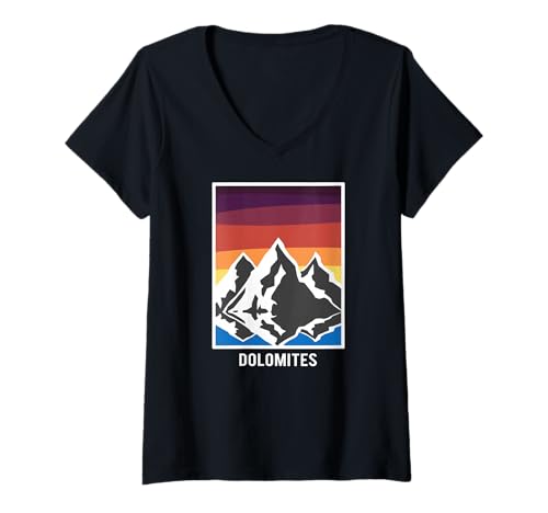 Damen Dolomites T-Shirt mit V-Ausschnitt Damen Dolomites T-Shirt mit V-Ausschnitt von Dolomites Bergsteiger Geschenk