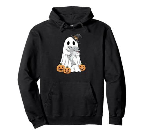Lustiger Geist Delfin Kürbis Halloween Kinder Herren Damen Pullover Hoodie von Dolphin Lovers Cute Halloween Outfits for Boy Girl