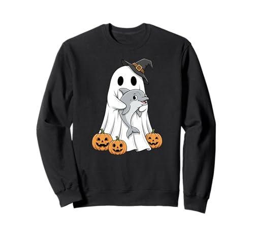 Lustiger Geist Delfin Kürbis Halloween Kinder Herren Damen Sweatshirt von Dolphin Lovers Cute Halloween Outfits for Boy Girl