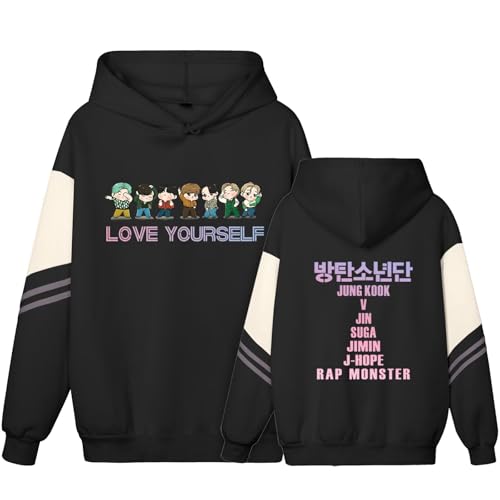 Damen Jungkook Suga Jimin V Rap Jhope Jin Hoodie Sweatshirts Love Yourself Hoodies Sweater Merch Merchandise, 04 Schwarz, L von Dolpind