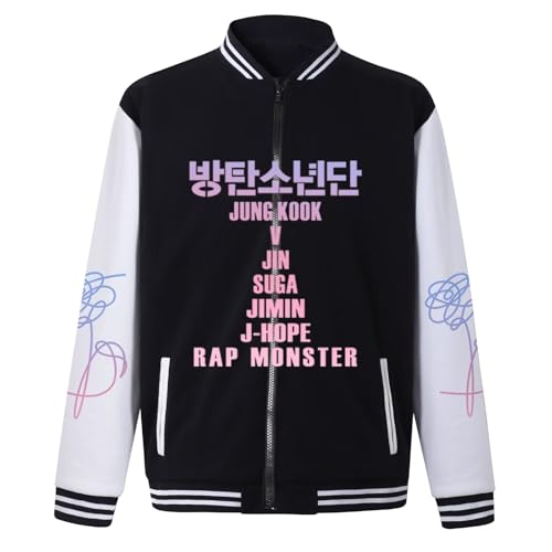 Dolpind BTS Love Yourself Baseball Jacke Bangtan Boys Merchandise Jimin Jungkook Hoodie, Damen, Schwarz 02, Large von Dolpind