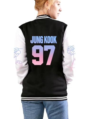 Dolpind Damen Jimin Jungkook V Suga Baseballjacke Love Yourself Jin Rap Jhope Jacke Mantel, Jung Kook Schwarz, S von Dolpind