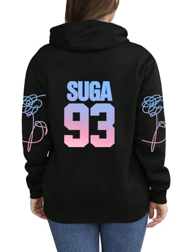 Kpop Jungkook Suga Jimin V Rap Jhope Jin Hoodie Sweatshirts Love Yourself Hoodies Sweater Merch Merchandise, Schwarz 01 Suga 93, XS von Dolpind